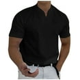thumbnail image 2 of Nnhblu Men Cotton Short Sleeve V-Neck Pocket, Sports Mens T Shirt Black M, 2 of 5
