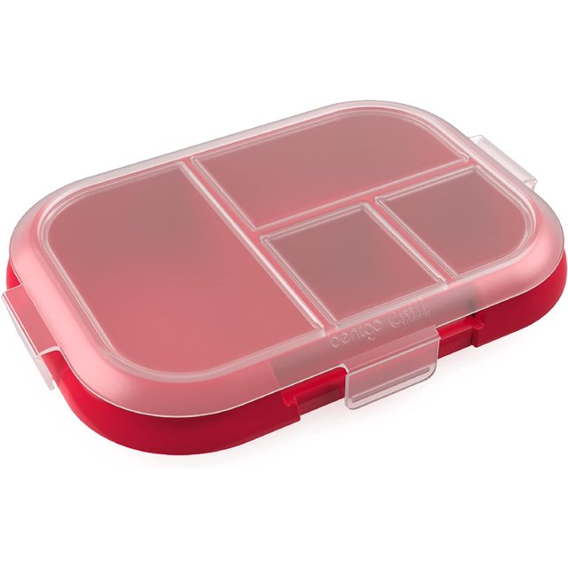 Plateau Bentgo Kids Chill avec Couvercle Transparent - Contenant de Préparation de Repas Réutilisable, Sans BPA, à 4 Compartiments avec Contrôle des Portions Intégré pour des Déjeuners Sains à Emporter (Rouge/royal)