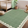 thumbnail image 1 of Nanan 5'x7' Scalloped Edge Area Rug, Machine Washable Low-Profile Woven Carpet, Non-Slip Soft Textured Rug for Living Room Bedroom Nursery Home Decor,Grass Green, 1 of 7