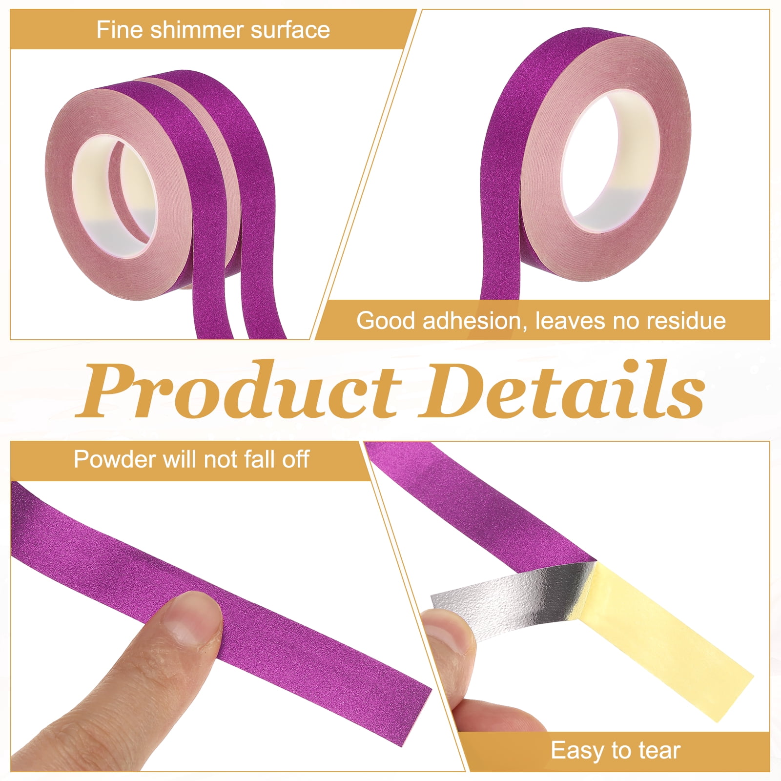 Uxcell Glitters Washi Tape, 1.2 Inch (W) x 55 Yards (L) Sparkling Decorative Washi Tape Self Adhesive for DIY Crafts, Gift Wrapping, Scrapbook, Party Decorations, Purple