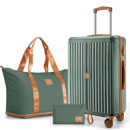 HOTEEL 20in Luggage Sets 3 Piece, PC Hardshell Suitcase with Spinner Wheels TSA Lock, Lightweight Travel Carry on Luggages with Luggage Bag&Toiletry Bag for Women and Men