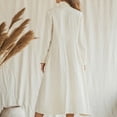 thumbnail image 4 of WTOBBY Ladies' Loose Comfortable Casual Fashionable Cotton Linen Shirt Tie Buckle Long Sleeve Dress Adjustable Waist with Buckle Detail for Custom Fit Breathable Fabric for All-Day Wear,White L, 4 of 5