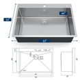 thumbnail image 3 of EDTara Handmade 1.35mm Thick 304 Stainless Steel Kitchen Sink, Drop-In Brushed Finish With Bamboo Board, Dish Rack, Drainer, and Mat, 3 of 7