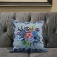 thumbnail image 5 of Amrita Sen Designs  20 x 20 in. Flowers Suede Blown & Closed Pillow - Blue, Pink & Grey, 5 of 5