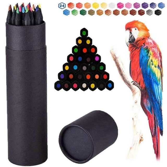 24 Colored Pencils Set for Adults Children, Pre-sharpened - Art Supplies for Drawing, Sketching, and Coloring