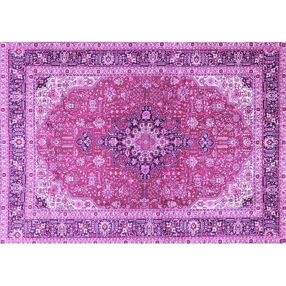Ahgly Company Indoor Rectangle Medallion Purple Traditional Area Rugs, 5' x 8'