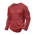 thumbnail image 5 of Christmas Men Round Neck Long Sleeve Pullover Top, Novelty Printed Xmas Festive Casual Wear, Comfortable Winter Party Shirts, Stylish Daily Outfit For Holiday Red 2XL, 5 of 7