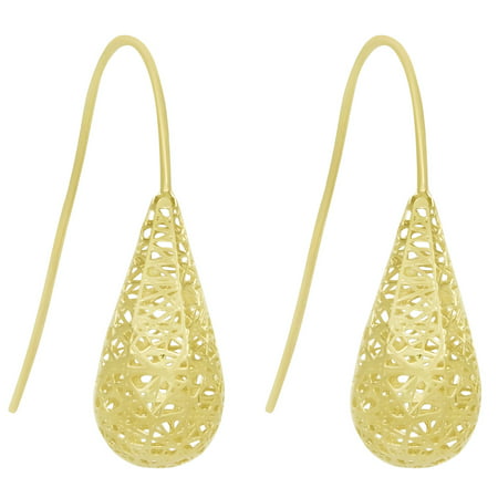 American Designs 10kt Solid Yellow Gold Pear Tear Drop 3 Dimensional (3D) Earrings