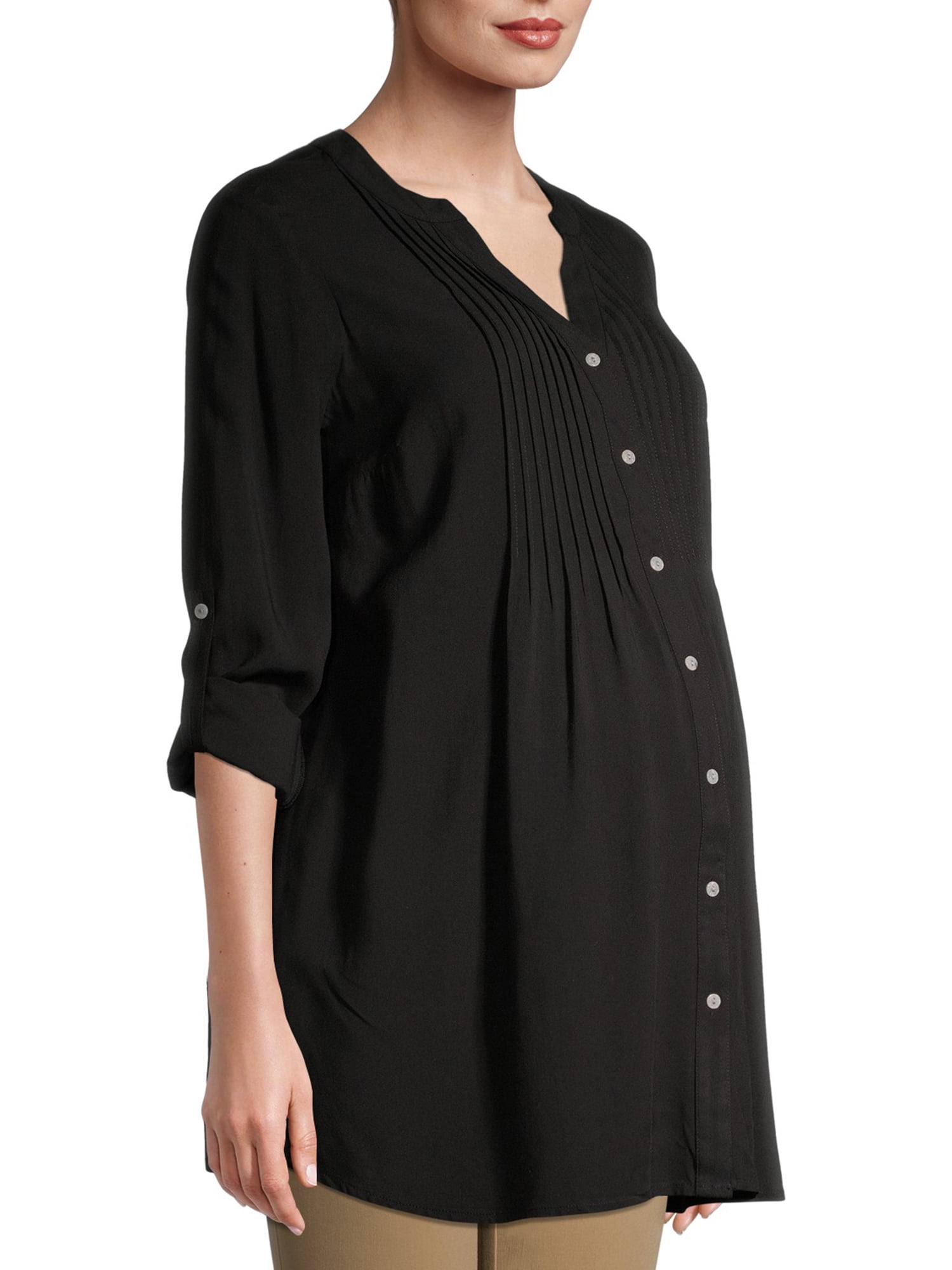 Time and Tru - Time and Tru Maternity Woven Pintuck Blouse - Walmart ...