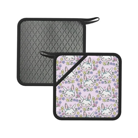 

Sikiie Purple Rabbit Pot Holders Kitchen Insulation Mats Heat Resistant Pot-Holder Oven Anti-Scald Pads for Cooking Baking 7.1*7.1inch