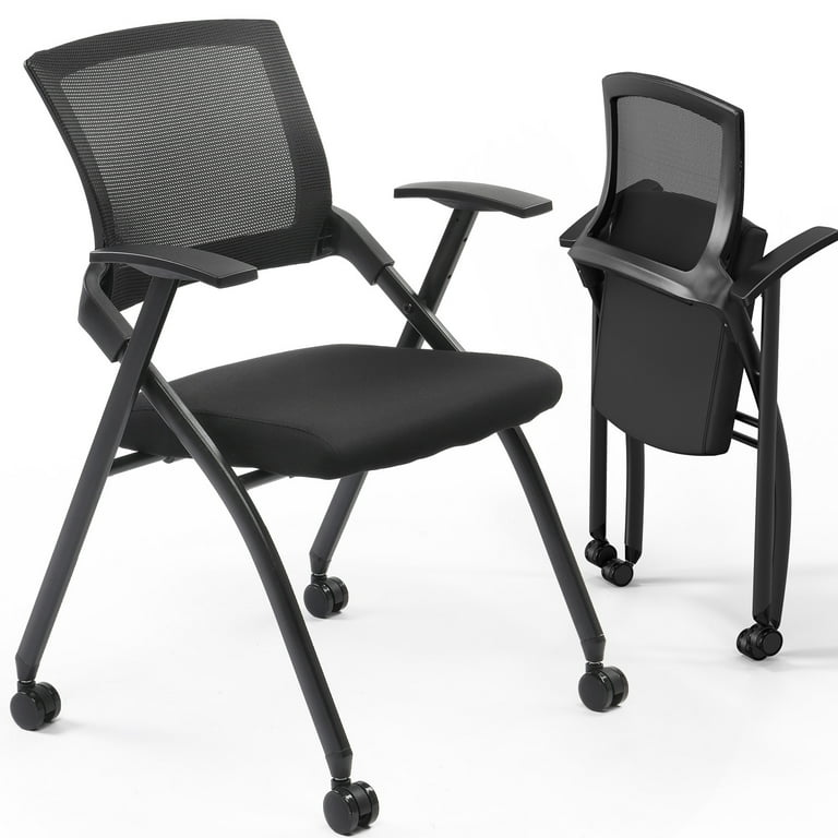 Ktaxon Folding Office Chair, Stackable Side Chair with Wheels