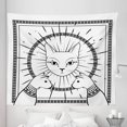 thumbnail image 1 of Psychedelic Cat Tapestry, Illustration of Cats and Whiskers with Occult Sun Symbols, Fabric Wall Hanging Decor for Bedroom Living Room Dorm, 5 Sizes, Charcoal Grey and White, by Ambesonne, 1 of 1