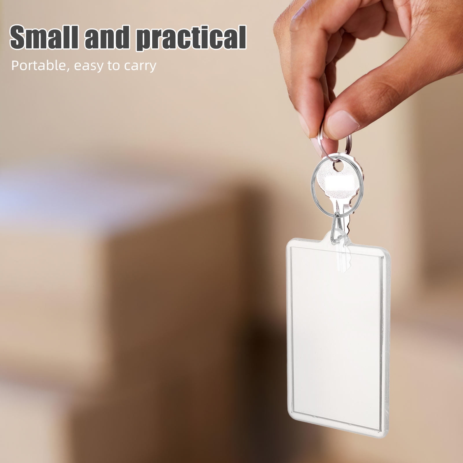 OUNONA 50 Pcs Plastic Keychain Blank Clear Rectangle Keyring Holder Picture Keychain Ornaments Photo Insert Keychain For Diy Projects And Craft