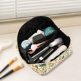 thumbnail image 2 of FORMRS Makeup Bag Travel Cosmetic Organizer for Women Fold Flat Zipper Pouch with Handle, Leaves Pattern, 2 of 8