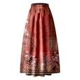 thumbnail image 3 of Red Womens Long Skirts Women Floral Print Skirt High Waist Party Beach Pocket Long Maxi Skirt Skirts for Women, 3 of 6