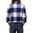 thumbnail image 3 of Womens Plaid Flannel Shacket Cropped Button Down Lapel Collar Long Sleeve Casual Jacket with Chest Flap Pockets XL, 3 of 8