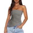 thumbnail image 1 of Top Tubo Sin Tirantes Gris Medio PRETTYGARDEN con Fruncido, 1 of 7
