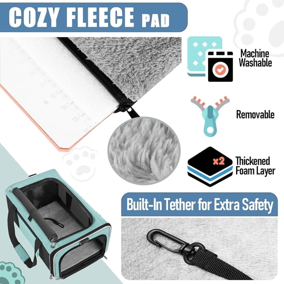 Soft Cat Carrier Large 20 lbs Pet Travel Crate with Mesh Ventilation & Padded Handle