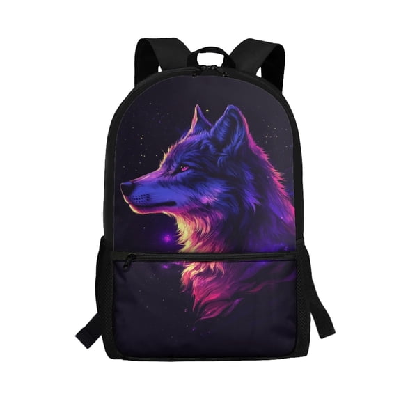 Uourmeti Galaxy Wolf Design Backpack, Large Storage Space School Backpack 17 Inchs Personalized Student Bookbag for Travel Work