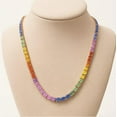 thumbnail image 2 of 925 Rainbow sapphire tennis necklace Lab created Multi sapphire chain choker necklace, Rainbow sapphire light tennis necklace Gift For Her, 2 of 3