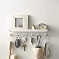 thumbnail image 2 of Organizador de correo y llavero con bandeja para pasillo, cocina, decoración de granja, ganchos para llaves de acero inoxidable, soporte para correo, 6 ganchos (blanco), 2 of 5