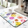 thumbnail image 2 of Elegant Flower Design, 19.5x12 inch Coffee Drying Mat High Absorption, Reversible Diatom Mud Dish Mat with Heat Resistance Perfect for Kitchen Counter Drying and Draining, 2 of 7