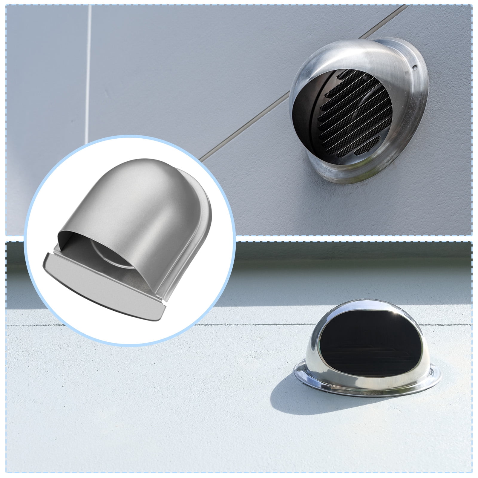 Uxcell 4" Exhaust Air Vent Cover Exterior Wall Vent Outlet Grille Louvered Duct Ventilation Cap with Mesh Gray