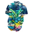 thumbnail image 3 of NAMTYQX Hawaiian Shirts Softest Lapel Button Front Loose Fitting Short Sleeve Lightweight Tropical Print Lounge Plus Size Tshirts Shirts for Men Green Size 2XL, 3 of 5