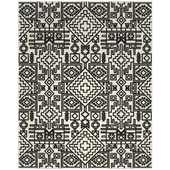 Napa Mercana Ivory and Black Chenille High-Low Area Rug