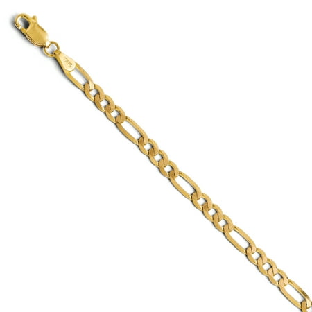 14k Yellow Gold 8in 4.00mm Flat Figaro Bracelet