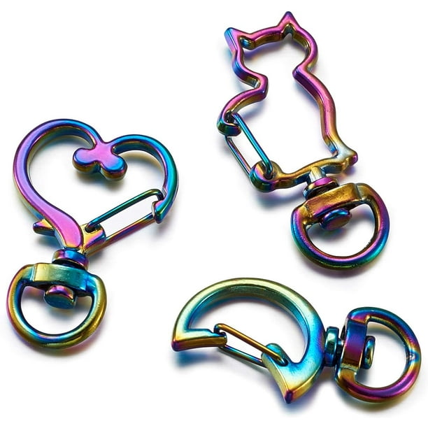 12pcs 6style Swivel Clasps Lanyard Snap Hook Rainbow Color Metal