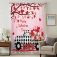 thumbnail image 2 of Valentine's Day Semi Sheer Curtains Drapes for Living Room,Bedroom,French Doors Window 63 Inches Long,Ombre Pink Love Tree Truck Roses Plaid Rod Pocket Chiffon Curtain Drapery Voile Draperies Panel, 2 of 8