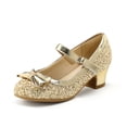 thumbnail image 4 of Kushyshoo Gold Girls Dress Shoes Mary Jane 1.5in Low Heel Pumps Wedding Party Princess 2M, 4 of 7