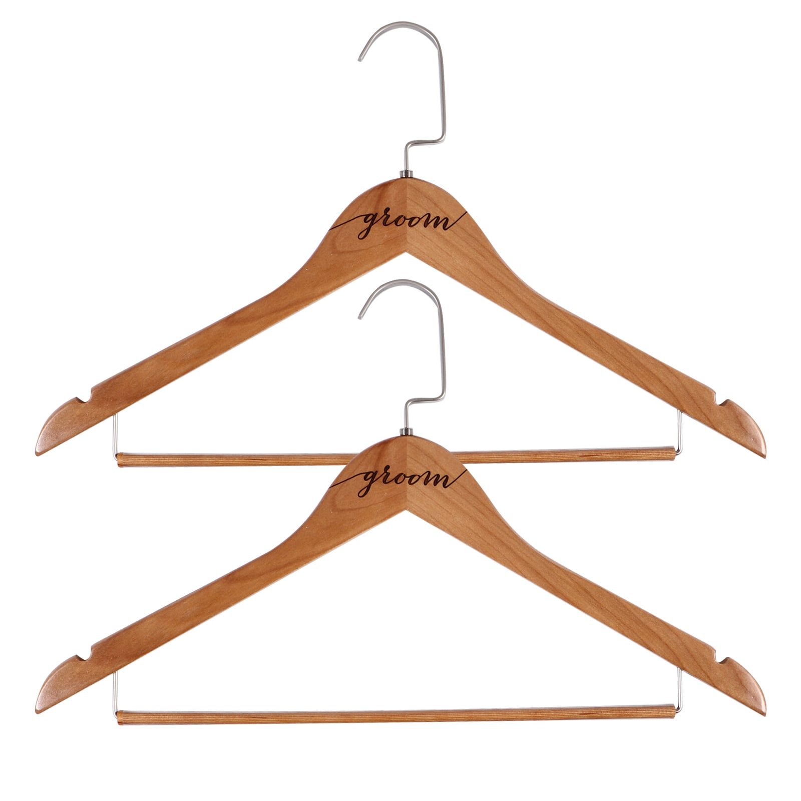 2pcs Exquisite Bride Groom Clothes Hanger Wedding Dress Wooden Holders