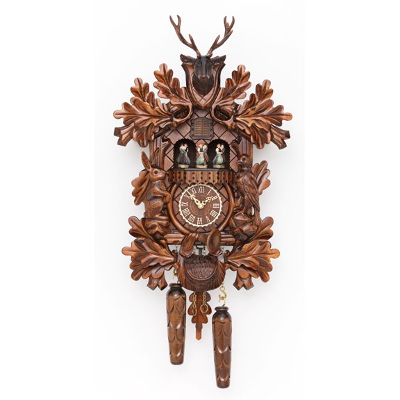 Quartz Cuckoo Clock Hunting clock, with music, turning dancers TU 378 QMT HZZG