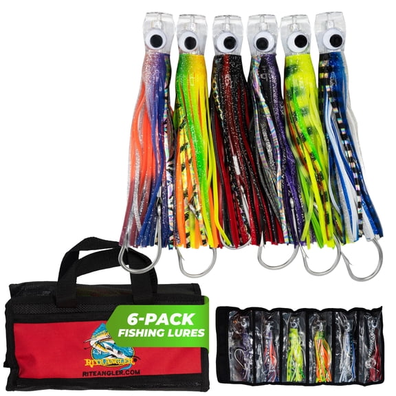 Rite Angler 9" Chugger Head Trolling Lures, 6 Set – Saltwater Fishing Kit