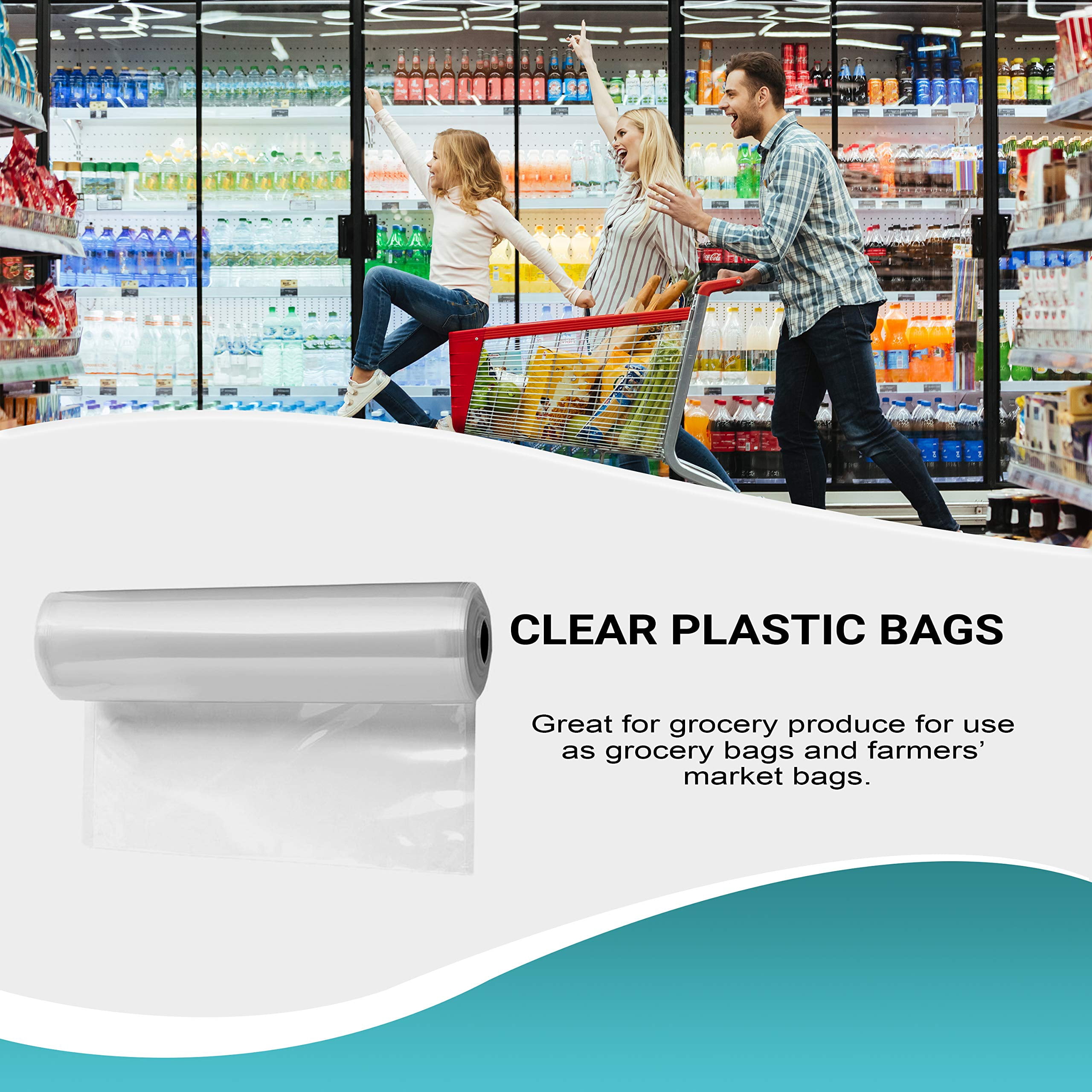 Clear Plastic Produce Bags, Warning Printed Polyethylene, 2000 Count, 10 x 15 in