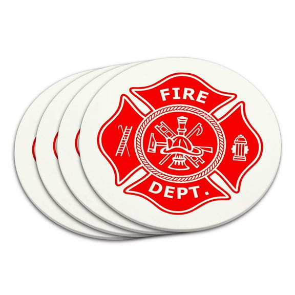 Firefighter Firemen Maltese Cross Red Coaster Set