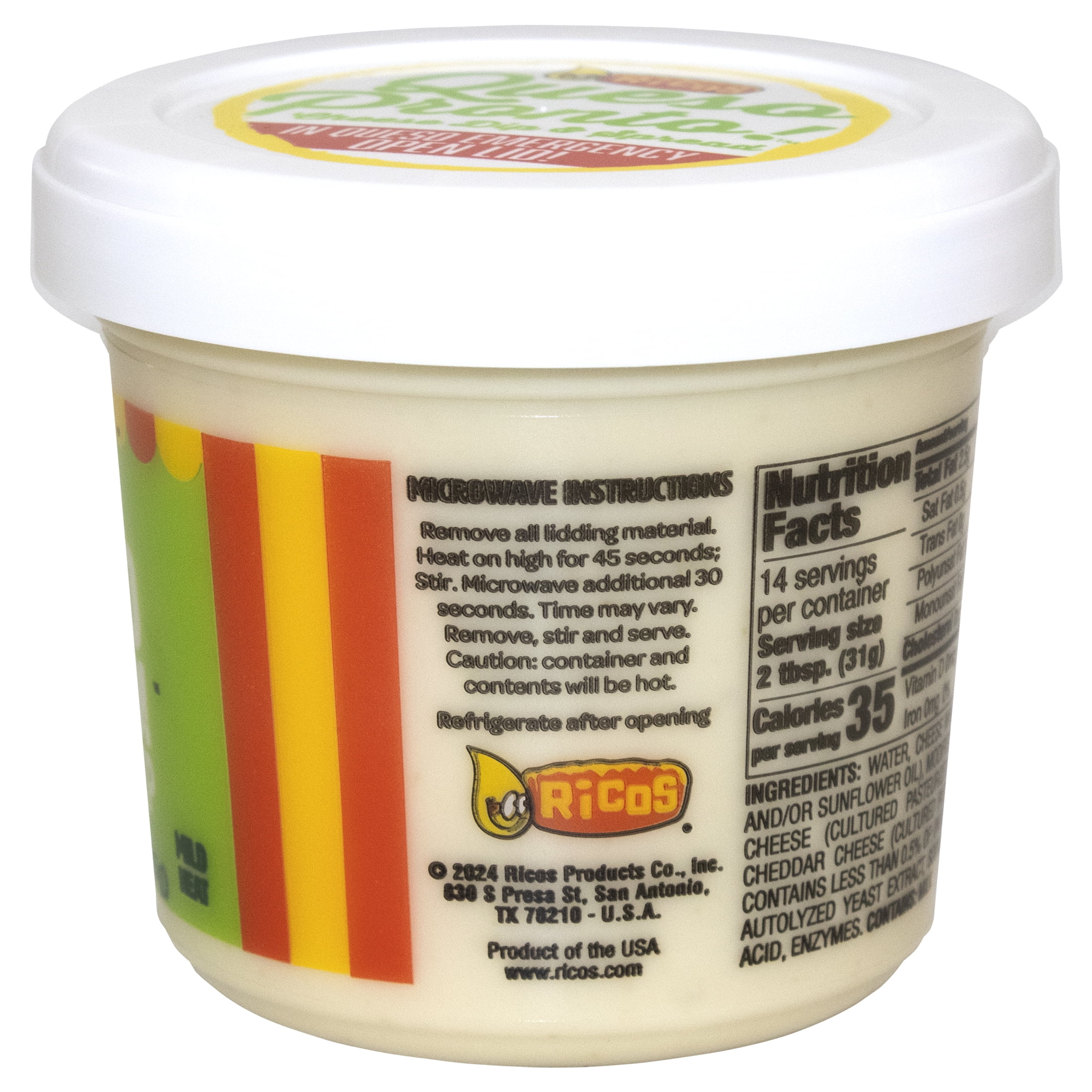Ricos® Queso Pronto Mild Cheese Dip & Spread with Green Chiles, 15 oz, Tub, Shelf-Stable