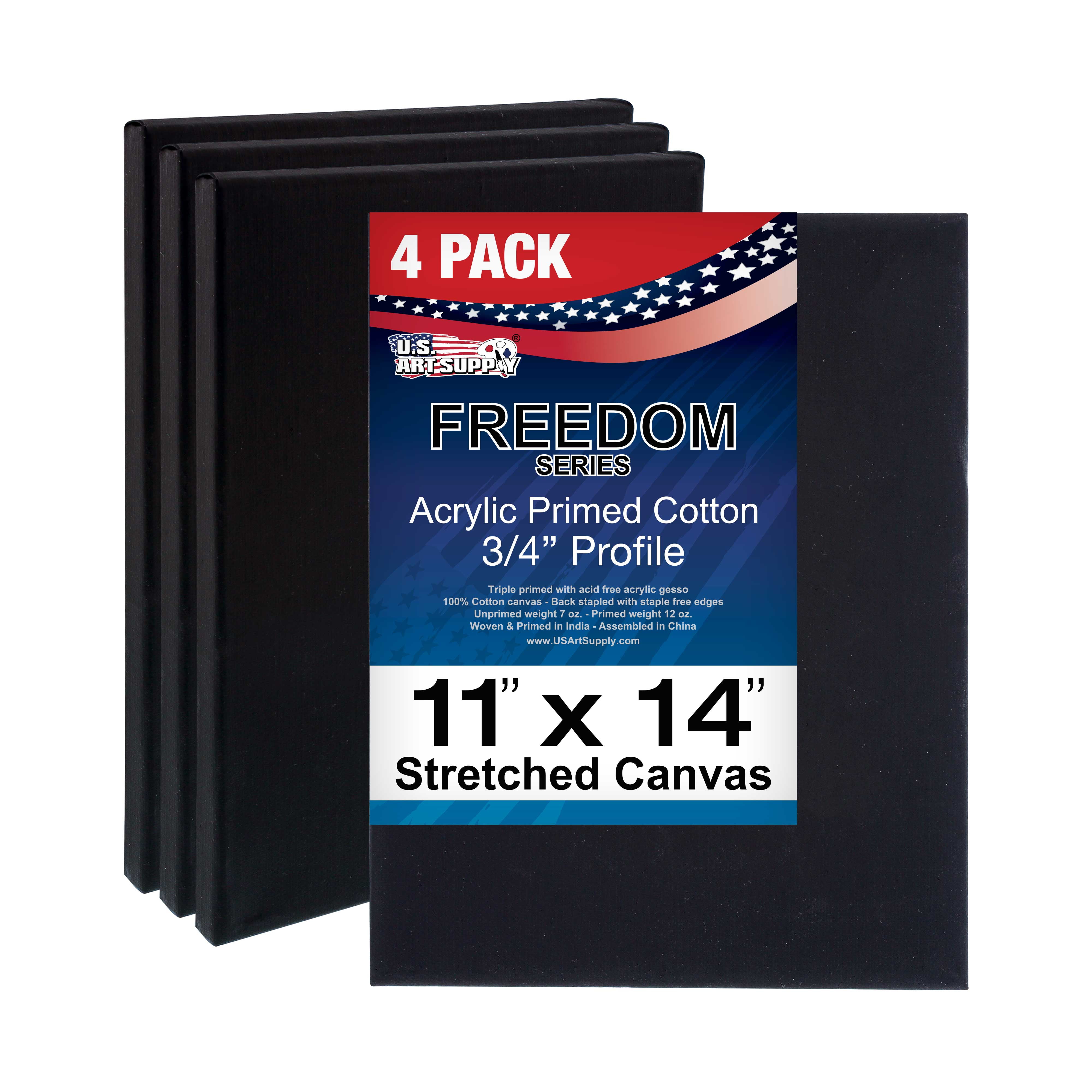 White Pack of 3 8 x 10 inches Tara Stretched Back Stapled Cotton Canvas