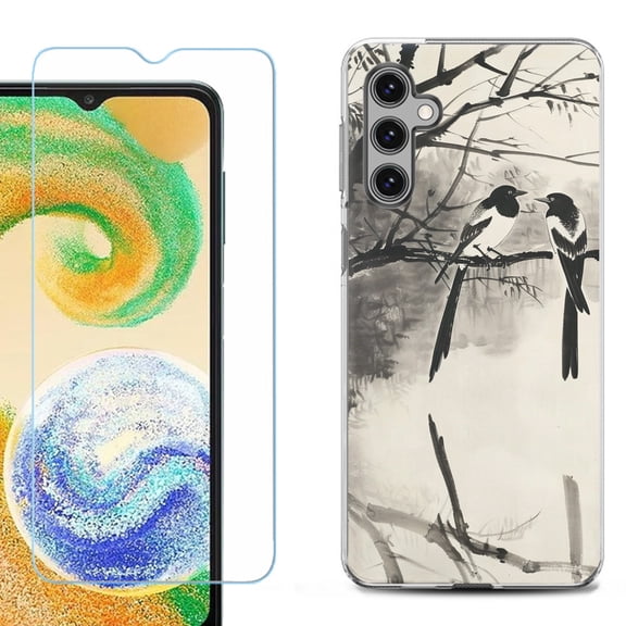OneToughShield ® Shockproof Phone Case Compatible with Samsung Galaxy A15 5G, with Tempered Glass Screen Protector - Springtime Birds