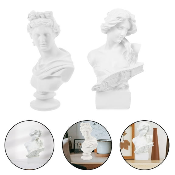 AURARMLET 2-Pack White Resin Bust Statue Decor, Elegant Desktop Sculpture for Home, Office, Table Decoration