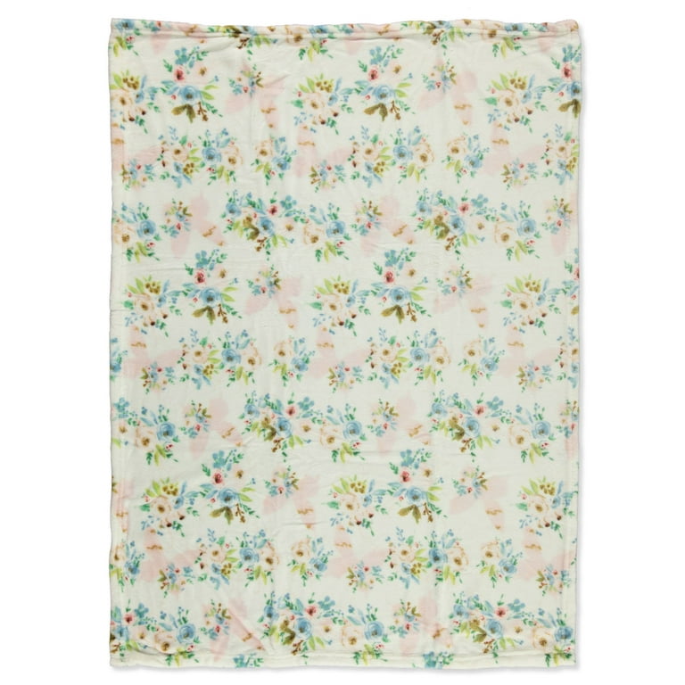 Lullaby Kids Baby Girls Plush Floral Blanket pink one size Walmart