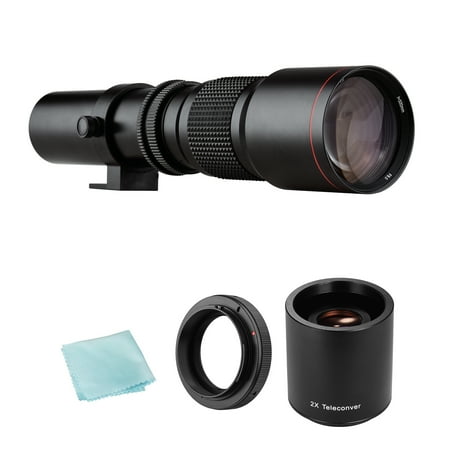 Camera Super Telephoto Lens 500mm F/8.0-32 Manual Zoom T-Mount + 2X 500mm Teleconverter Lens + T2- Adapter Ring Replacement for Rebel T7 T7i T6 T6i T5 80D 77D 700D 70D 60D 50D 5D 6D 7D 60