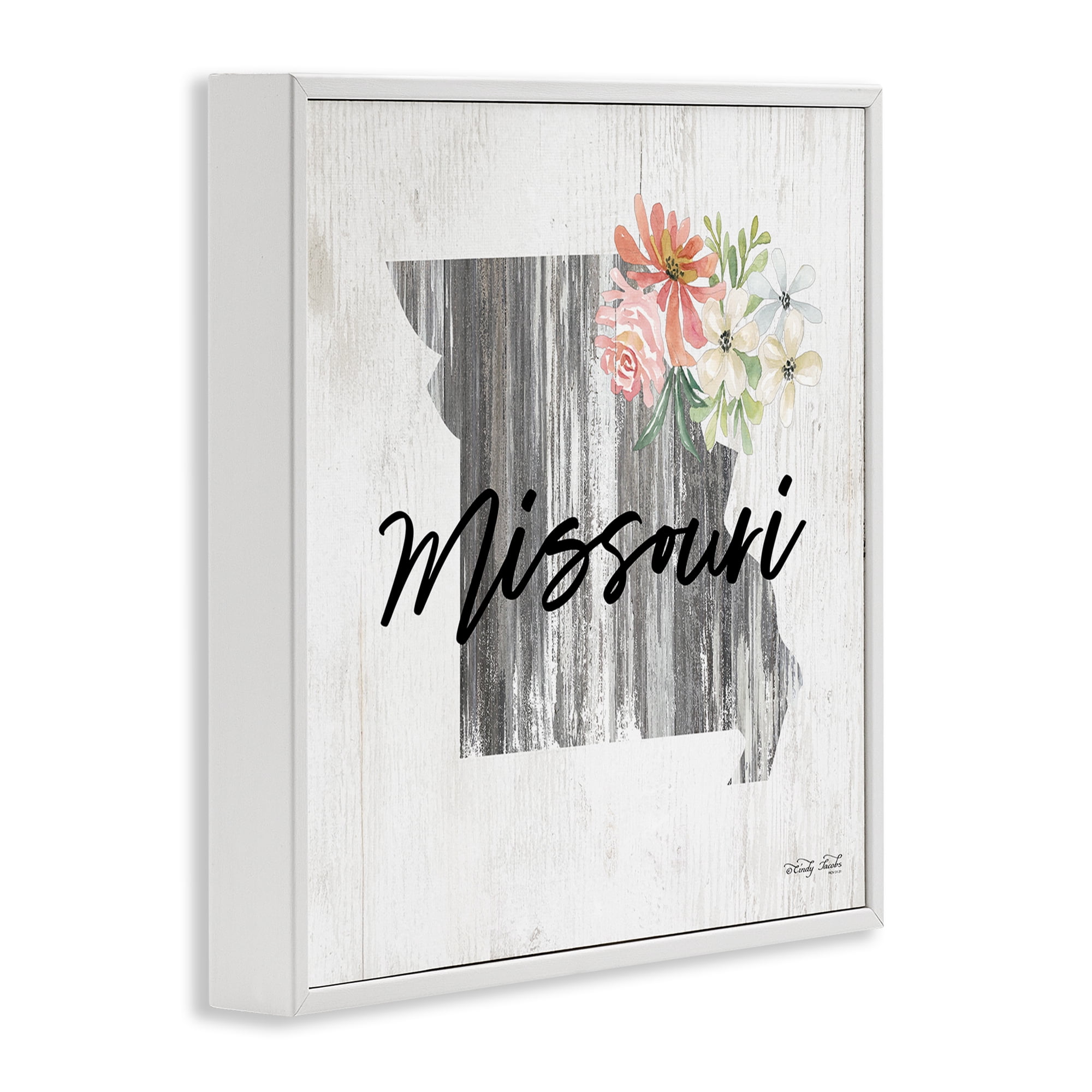 Stupell Industries Shabby Chic Missouri Botanical & Floral Painting White Framed Art Print Wall Art, 17 x 17