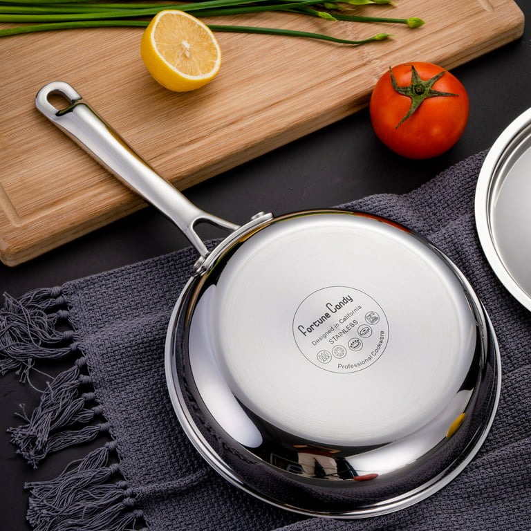 Fortune Candy Stainless Steel Frying Pan, 3-ply Skillet, Induction