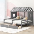 thumbnail image 2 of Kidkapers Grey Twin Montessori House Bed: Double Shared Bed with Storage Drawers, Perfect for Boy and Girl Shared Rooms, 2 of 5