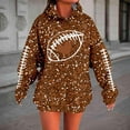 thumbnail image 2 of Womens Hoodies 2025 Game Day Sequin Football Graphic Long Sleeve Sweatshirts Fall Winter Casual Trendy Loose Fit Pullover Tops, 2 of 5