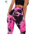 thumbnail image 5 of Deago Women's Ruched Butt Lifting Yoga Pants Leggings Tie-Dye Print High Waisted Workout Sport Tummy Control Gym Tights (Pink, L), 5 of 7