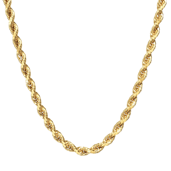 Rope Chain in 18k Yellow Gold Rope Chain 3MM 20" MEN WOMEN Gift Necklace